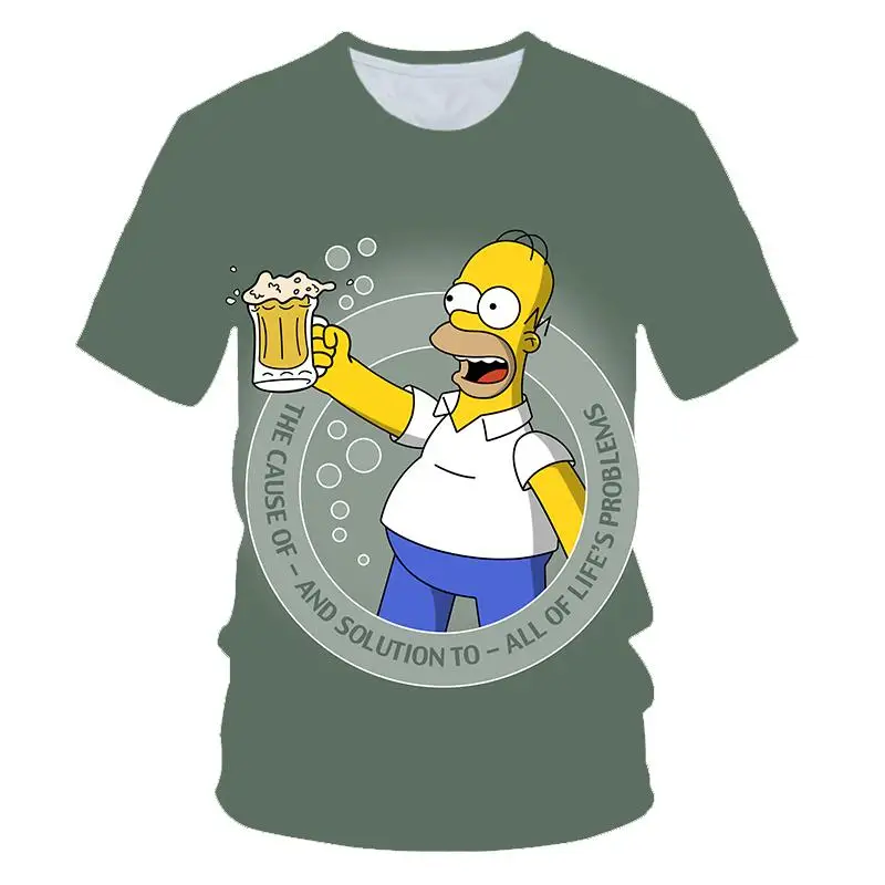 2020 lete nové Simpson T-shirt 3d tlač pánske T-shirt voľné kolo krku pulóver chlapec