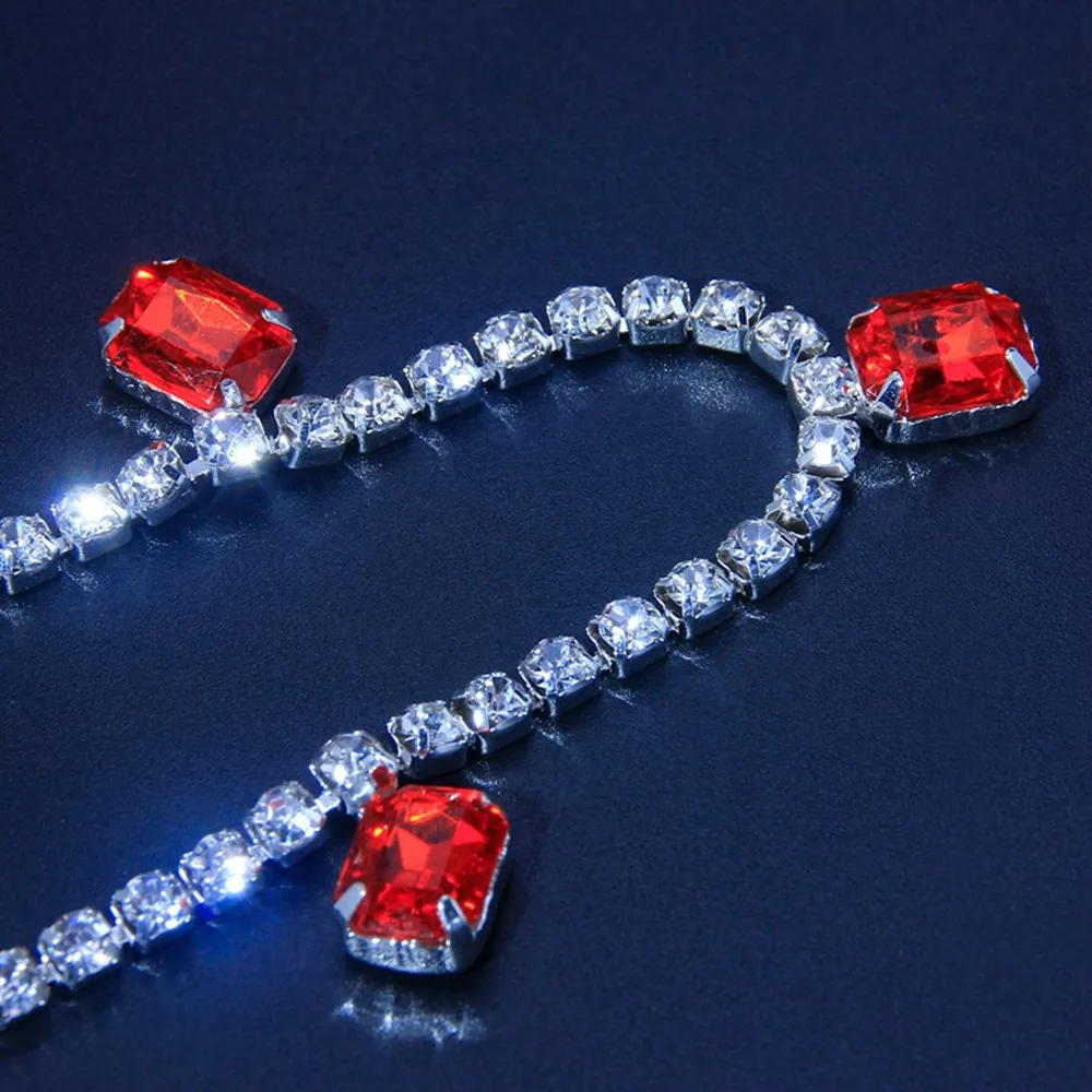 2020 Luxusné Dve Vrstvy Non Prebodol Drahokamu Červená Prívesok Bradavky Reťazca Svorky pre Ženy Crystal Sexy Telo Šperky Telo Reťaze