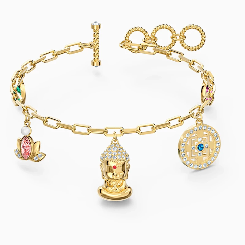 2020 Módne Šperky SWA Nové SYMBOLICKÉ BUDHA Náramok Buddha Lotus Tvar Rose Gold Reťazca Ženy, Luxusné Šperky Darček
