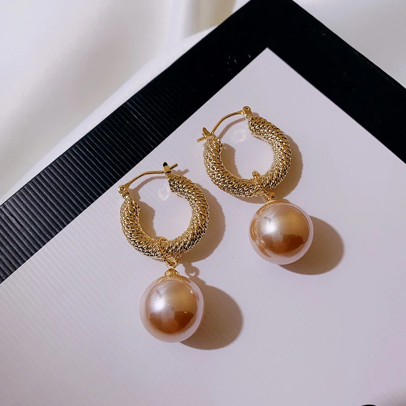 2020 Nový kórejský Jednoduché Vintage Simulované-pearl Visieť Náušnice Pre Ženy Elegantný Módny Prívesok Kvapka Vody Šperky