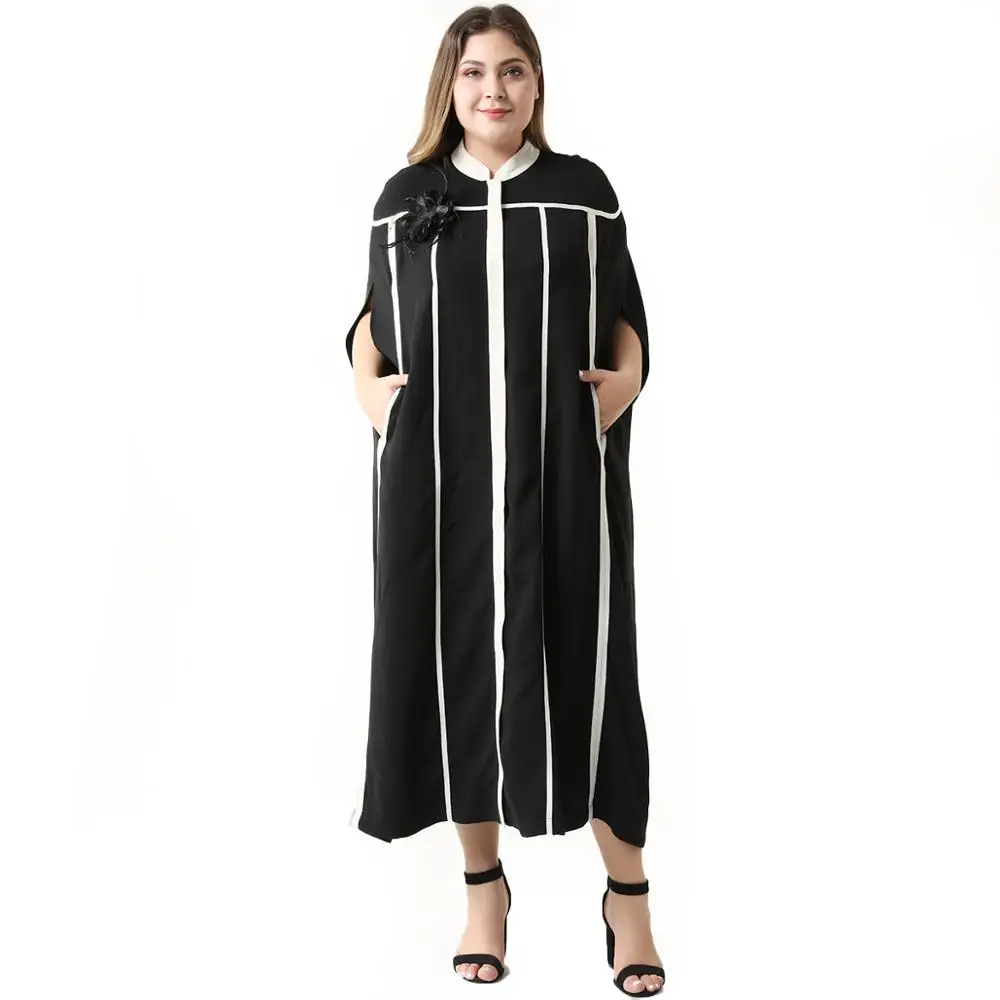 2021 Abaya Jarné Dámske Šaty Veľké Plus Veľkosť Módne, Elegantné, Šitie Prúžky Nepravidelný Maxi Ramadánu Šaty