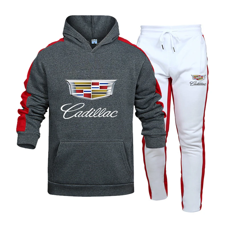 2021 Nové pánske Oblek s Kapucňou, Cadillac Logo Módne Šitie Jeseň A v Zime Bežné Ulici Športové Sledovať Oblek Ázijské Veľkosť S 3X