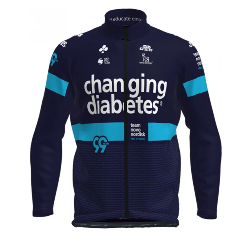 2021 Zmena diabetes zimné cyklistické oblečenie fleece mužov teplé bicykli bunda sady ropa ciclismo pro team roadbike cyklistické oblečenie