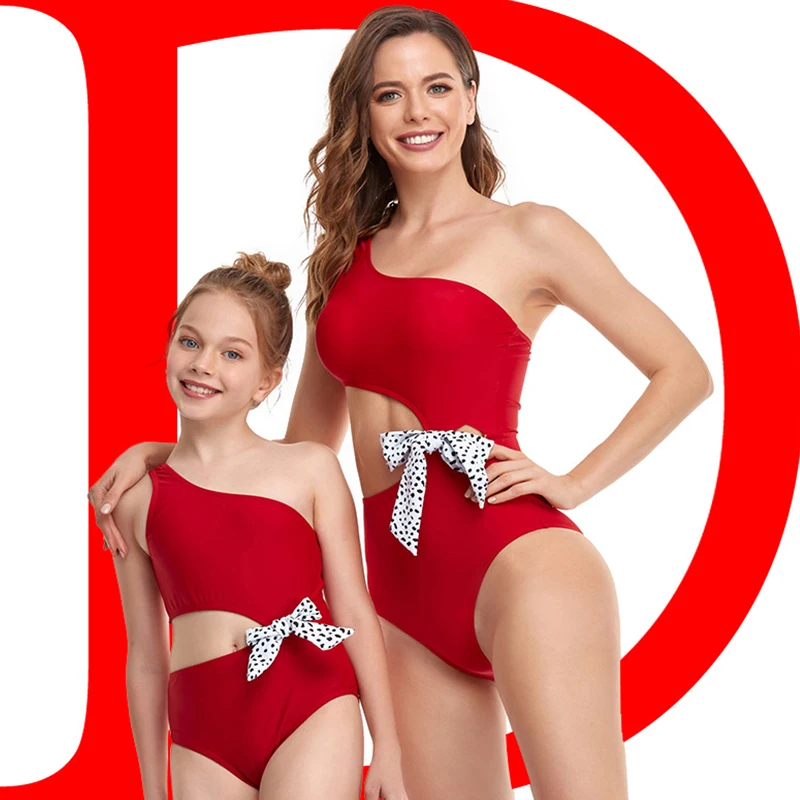 2021New Lete Mama a Dcéra plavky Červená, Baby, Dievčatá Plavky Žena Pláž nosiť Deti Módne Plavky pre Dievča 3-12 Rokov