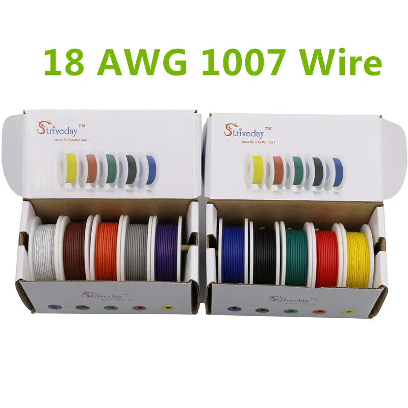25m UL 1007 18AWG 5 farieb Mix box 1 box 2 balík Elektrických Drôtov Kábel Linka Leteckej spoločnosti Medi PCB Drôt
