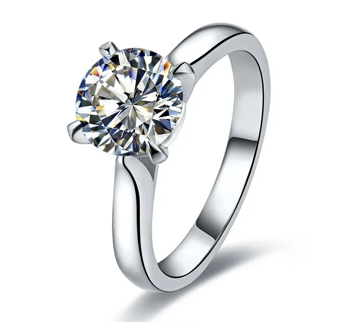 2Ct Solitaire Okrúhly Rez Diamantový Prsteň Pevné Platinum 950 Prsteň Biele Zlato snubný Prsteň pre Ženy
