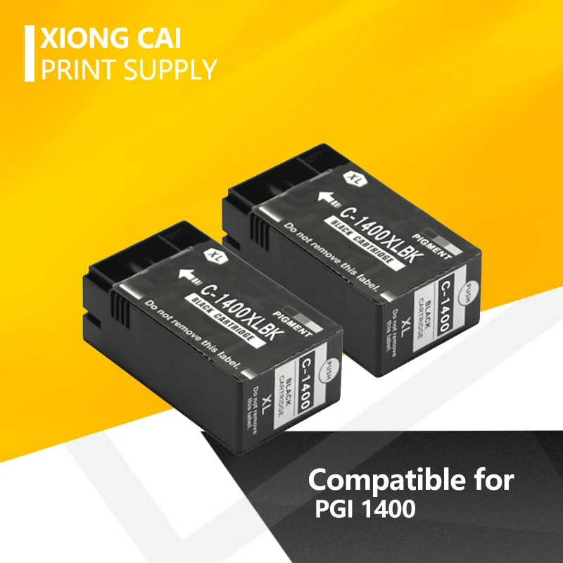 2ks Čierna XiongCai Kompatibilné Atramentové Kazety Pre Canon PGI 1400 MAXIFY MB2040 MB2340 MB2140 MB2740 tlačiareň CHZO-1400 PGI1400 XL