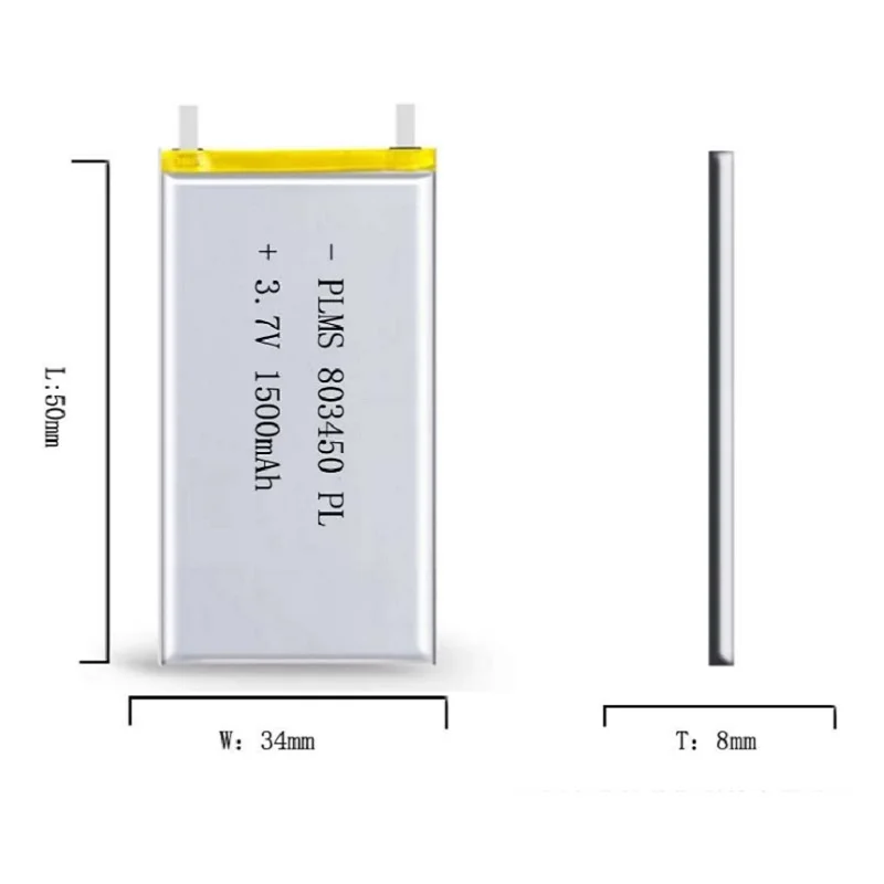 3,7 V 1500mAH 803450 PLIB polymer lithium ion / Li-ion batéria pre GPS, mp3 mp4 mp5 dvd, bluetooth model hračka