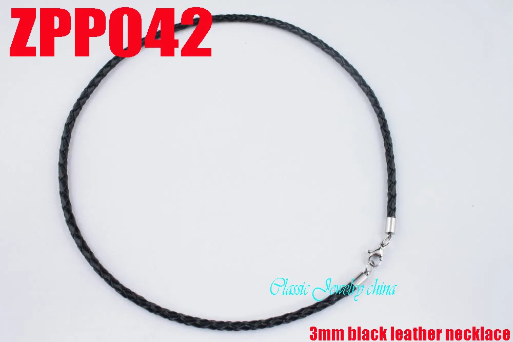 3 mm black reálnom kožené tkanie náhrdelník DIY nehrdzavejúcej ocele, šperky, doplnky 20pcs ZPP042