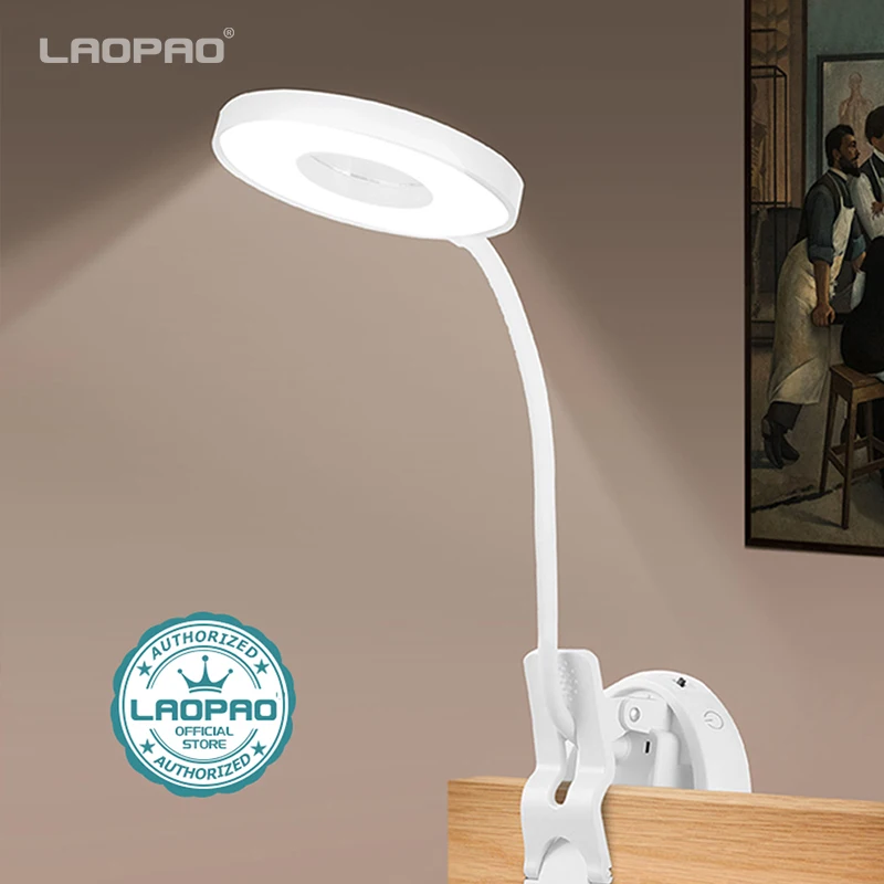 3 v 1 LED Klip Stolná Lampa 1500mAh USB Nabíjateľné Make-up Zrkadlo Stmievanie Ochrana Očí S 2 Dotyk prepínač Tabuľky Svetlo LAOPAO