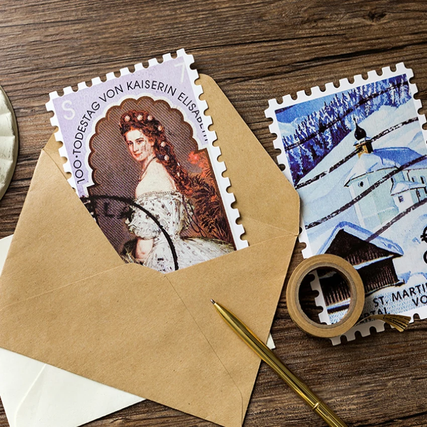 30 Ks/veľa Roztomilý Vintage Pečiatka Narodeninovú pohľadnicu nastaviť Pozdrav Karty Obálky Darček Narodeniny Karty DIY dary