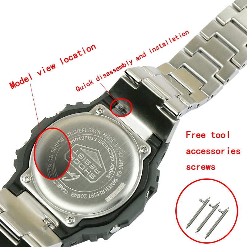 316L nerezovej ocele, remienok hodiniek prípade dámy DW5600 GW-M5610 GW-B5600 sledovať príslušenstvo pre Casio G-SHOCK kovový remienok mužov band