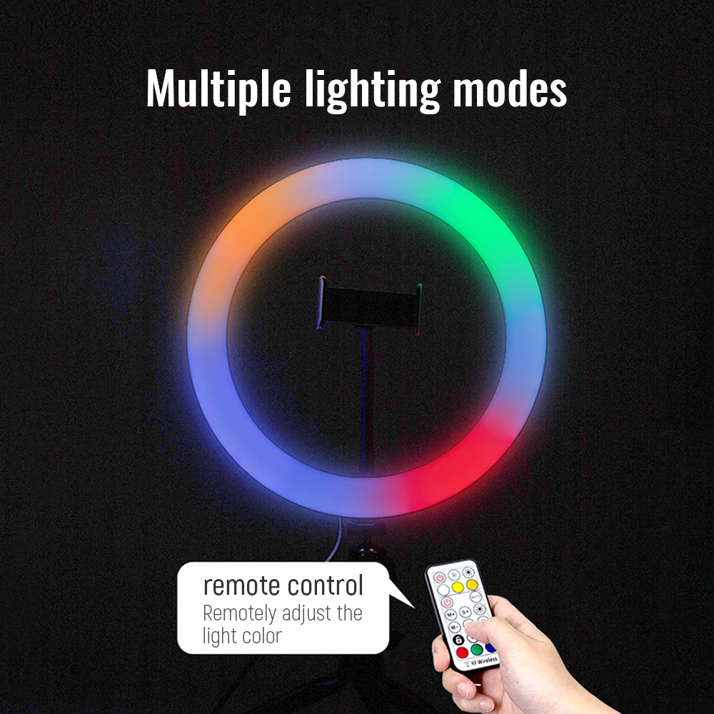 33 cm RGB Farebné LED Selfie Krúžok Svetlo s Statív Stojí Telefón Svetlo, Krúžok na Čítanie USB Ringlight pre Youtube, Fotografie štúdio