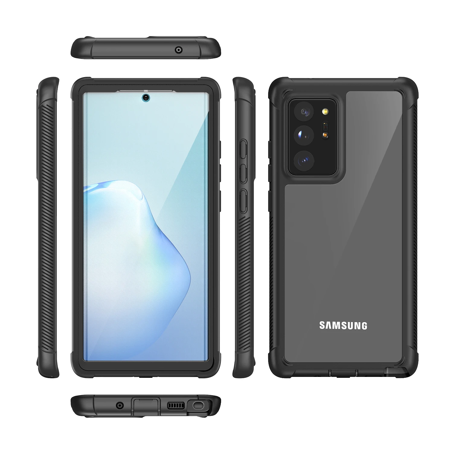360 Full-Telo Robustný Zadný obal pre Samsung Galaxy Note 20 Ultra Shockproof Prípade Kryt s Screen Protector Film
