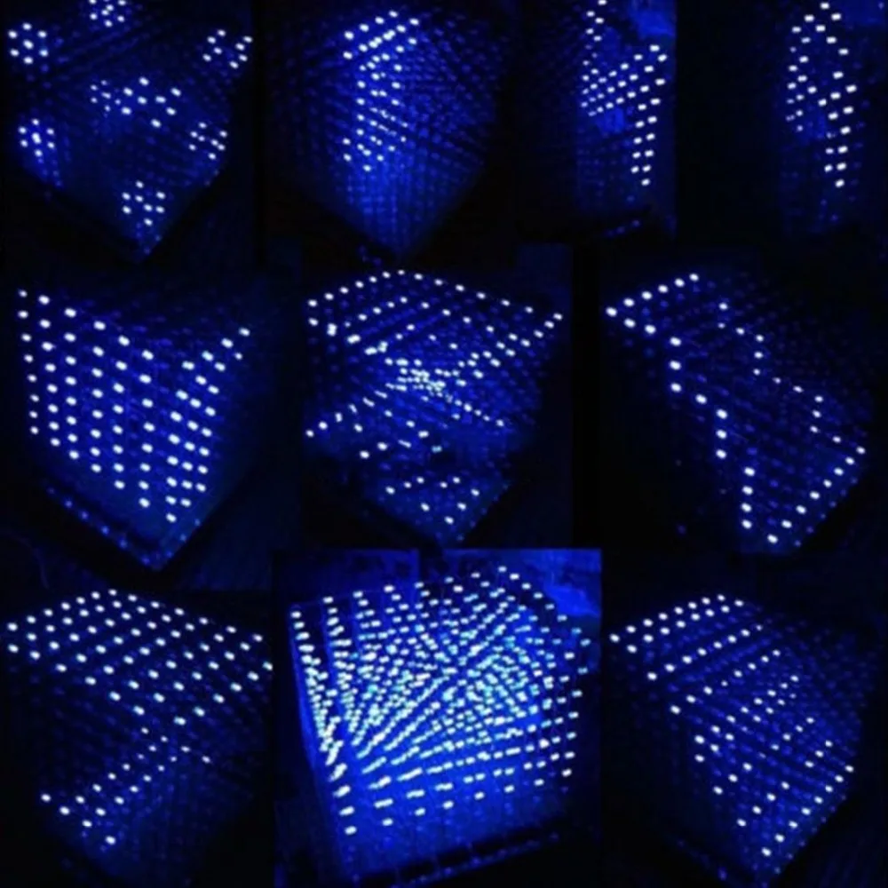 3D LED Svetlo na Druhú White Blue Ray Kocka 8*8*8 LED Kocka DIY Kit Elektronické Suite w/Naprogramované IC pre Arduino Pre darček