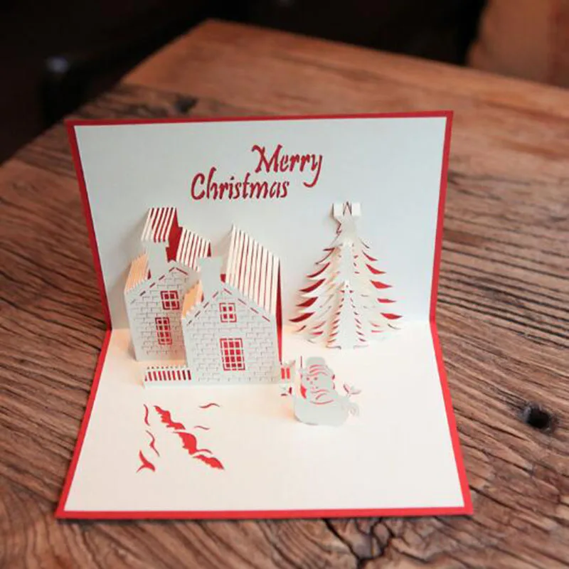 3ks/10pcs Tvorivé 3D Santa Claus pozvánka Ručne vyrábané Vianočné Darčekové Pohľadnice Narodeniny Nový Rok Party Požehnanie Karty