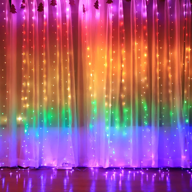 3x3m Rainbow Opony Nočné Osvetlenie, Lampy, LED Reťazec Garland Víla Ozdobné Svetlá na Vianočný Večierok Stenu Spálne Svadobná Výzdoba