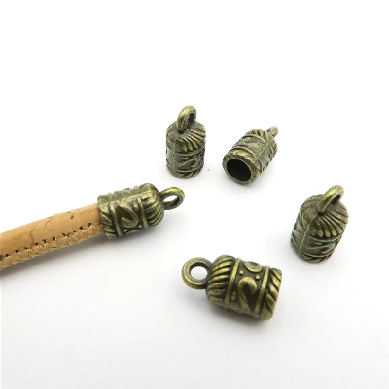 40pcs Kábel končí o 5 mm kožené Antique brass spona náhrdelník končí, šperky hľadanie D-6-6