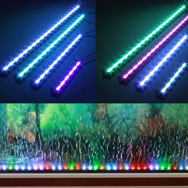 46 CM EU/US/AU/UK Nepremokavé RGB LED Akvarijné Svetlo akvárium Ponorné Bar Trubice Vodné vzduchová Bublina Lampa Aerobik Okysličenie