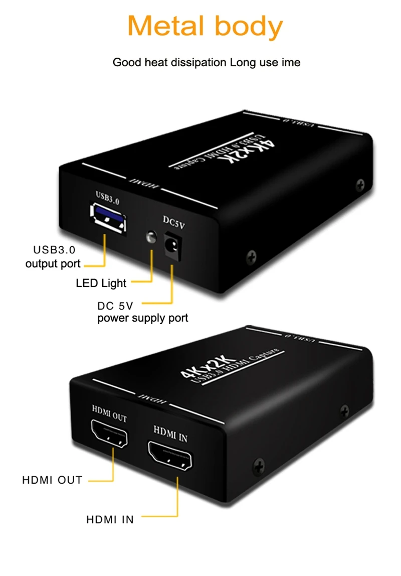 4K USB 3.0 digitalizačné Karty, kompatibilný s HDMI PS4 Hry Záznamník Pre OBS vMix Potplayer QuickTime Prehrávač Youtube Živé Vysielanie