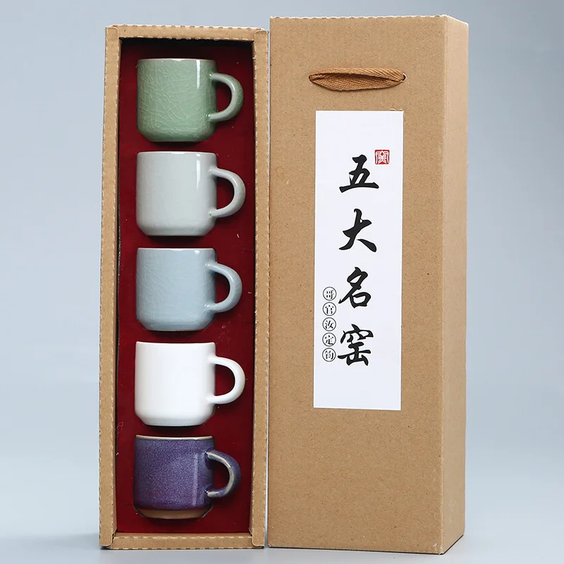 5 ks 50 ml-100 ml Master Pohár Keramické Drinkware Teaware Čínske KungFu Čaj Nastaviť Teacup Záujme Poháre Malé Čajové Misky Dekor Darčekovej krabičke