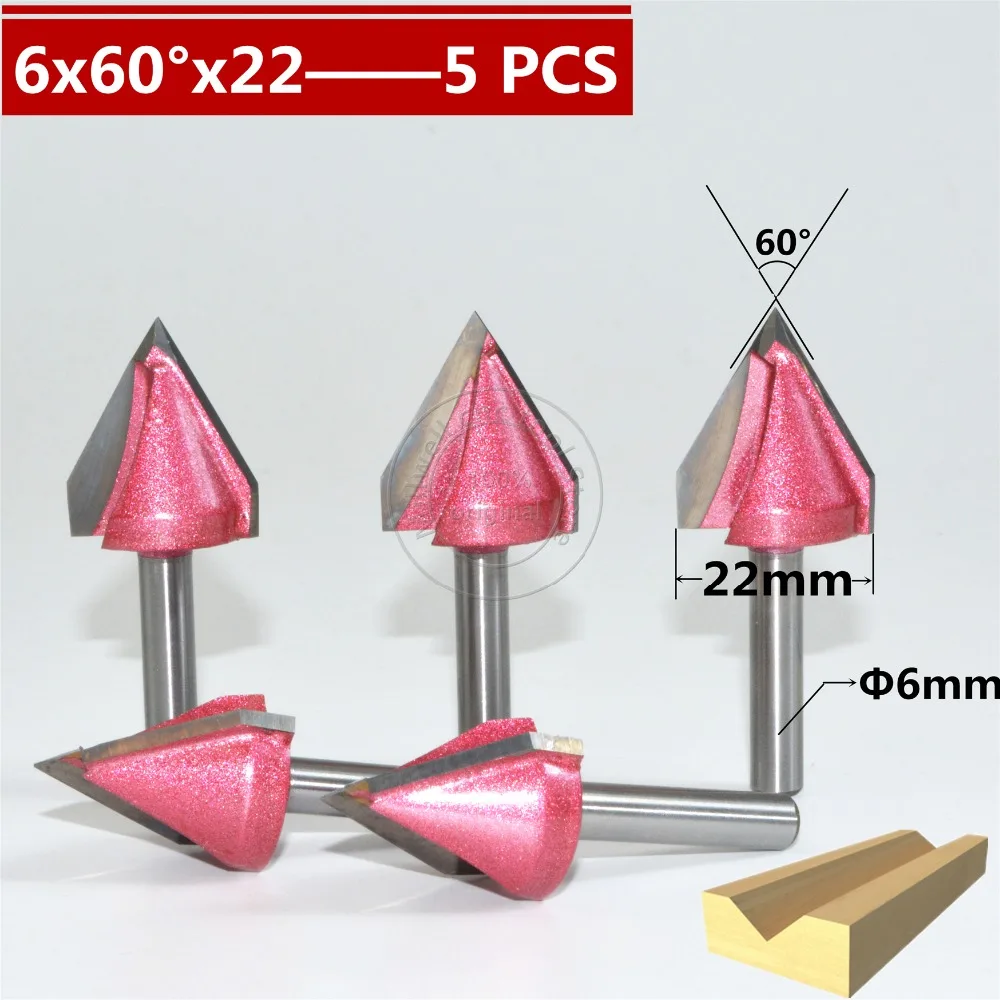 5 KS-6 mm*60°*22 mm,CNC Obrábaní ocele 3D V bitové,CNC obrábacie stroje,PVC,MDF,Akryl,Karbid konci mlyn,tesárstvo vložiť router bit