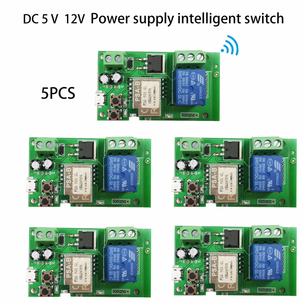 5 ks DC 5V 32V WiFi Smart Switch diy Relé Modul Smart Home prostredníctvom ios Android phone remote control Automation Moduly
