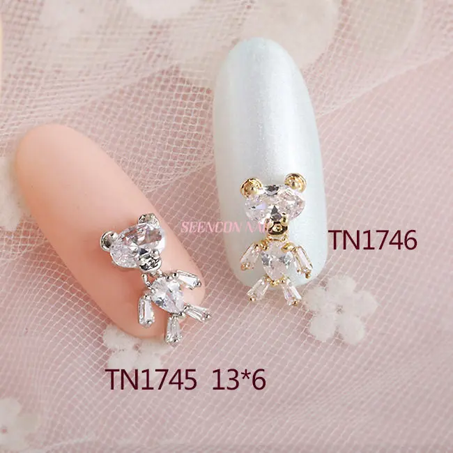 5 ks Luxusné zirkón nechtov šperky, dekorácie veľké kamienkami roztomilý medveď tvar kovových zirkón diamond professional nail art čaro