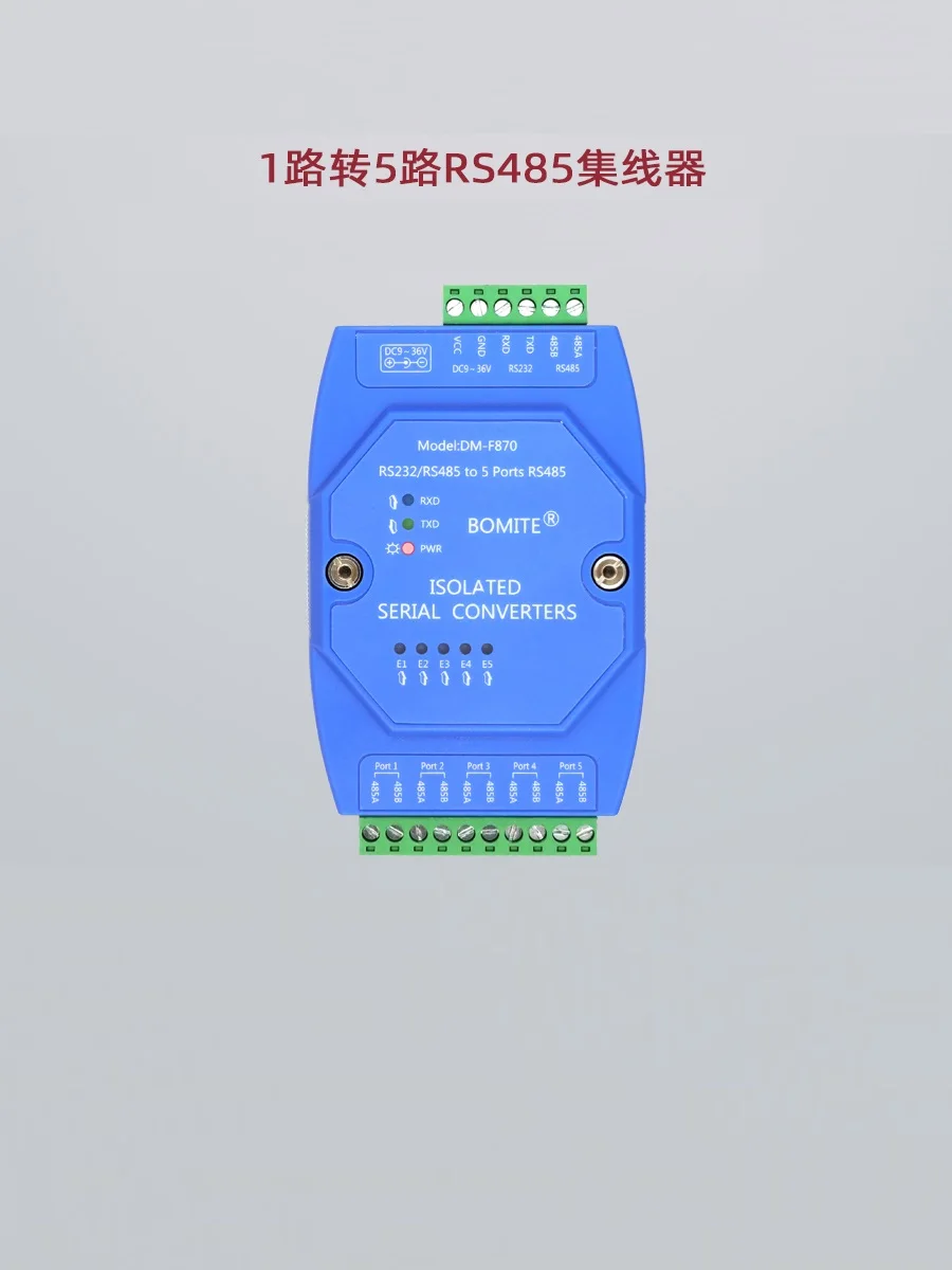 5-port 485 repeater komunikácie fotoelektrické izoláciou na ochranu pred bleskom RS232 HUB sub-zdieľané splitter RS485 hub