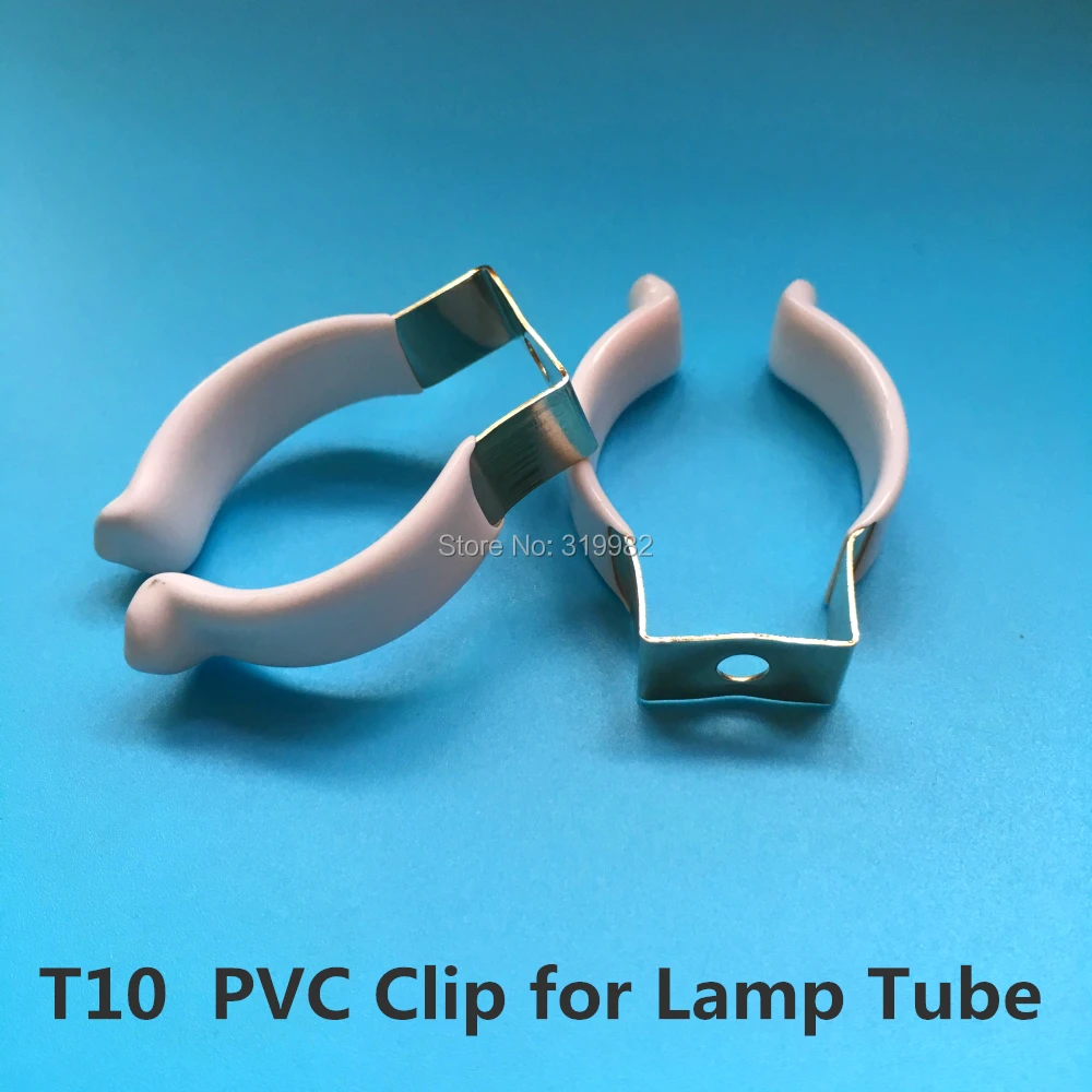 50 KS T10 PVC U Klip Klin Trubice Lampa Base Silné Držiteľ Konektor Kovu s Biely Kryt povrch pre LED Žiarivka