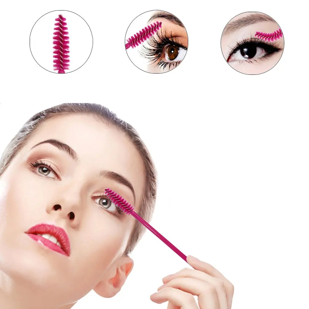 500/Pack Jednorazové Make-Up Nástroj Rias Kefa Plastová Micro Prútik Oko Lash Kefa Dievčatá Ružové Farebné Mihalnice Kefy Príslušenstvo