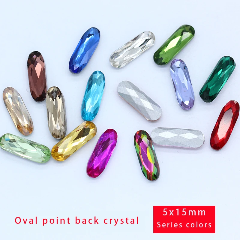 50p 5x15mm obdĺžnik oválne farba Poukázal fóliovaných späť kamienkami sklo, kameň tvárou crystal diamante kamienkami šperky čo korálky