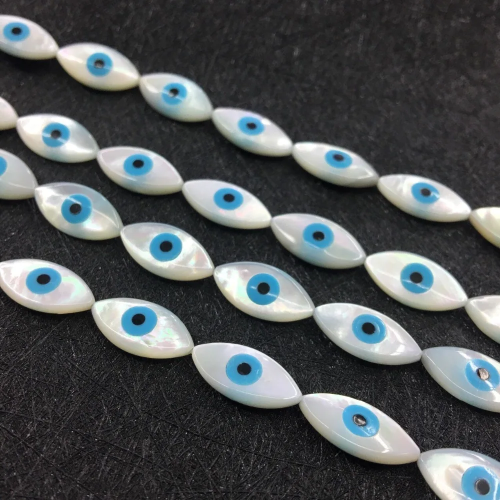 50pcs/veľa 8x16mm Marquise modrá Zlé Oko MP Perly Prírodné Marquise Modré korálky perleť Shell Perly pre DIY Šperky