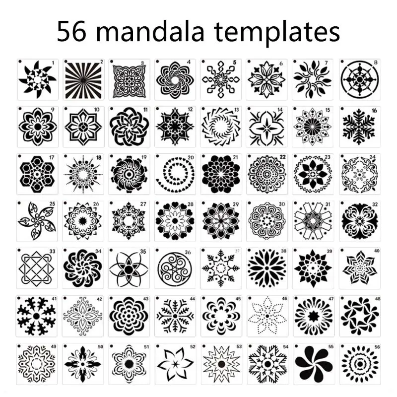 56 Pack Mandala Dot Maľovanie Šablón Blany, Malé Mandala Šablóny Šablóny pre DIY Umelecký Projekt, Skalné Maľby, Maľovanie na