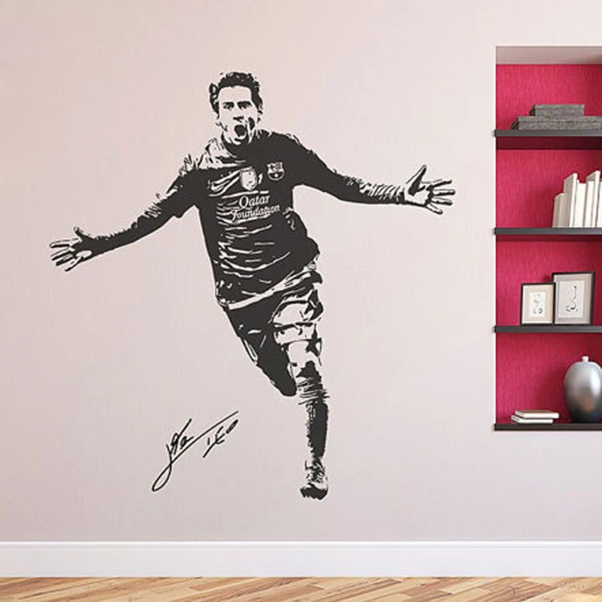 57x60cm Vymeniteľné DIY PVC Barcelona Futbal Hráč Stenu Šport Nálepky na Stenu, Dekorácie pre Deti Izba Chlapci Spálne