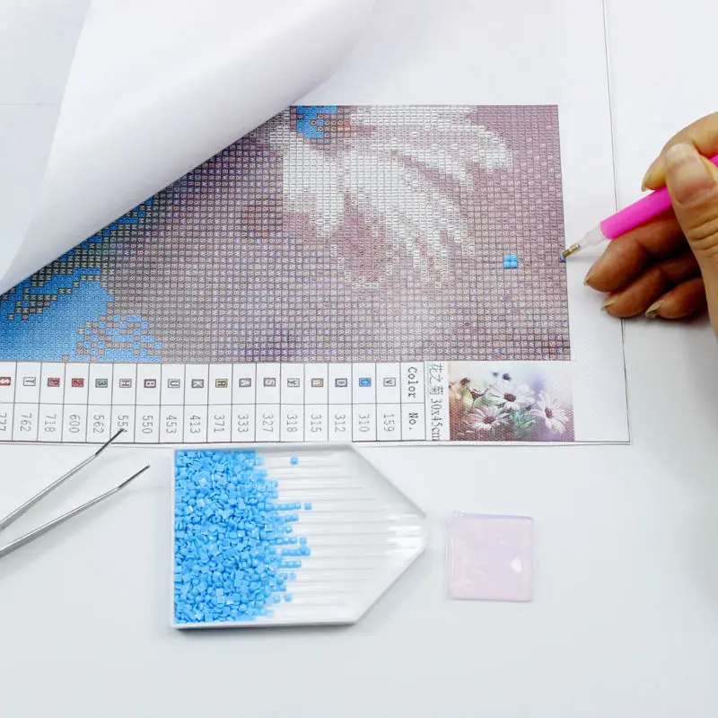 5D DIY Diamond Maľovanie Cross Stitch Biele Sedmokrásky Kvetinový Diamond Mozaiky Vyšívanie Diamond Výšivky, Kvetinové Domov Dekoratívne