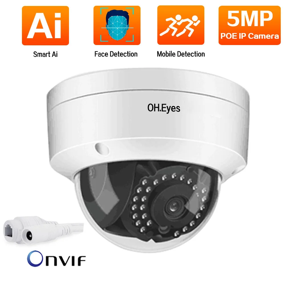 5MP Bezpečnostné CCTV Kamera, Vonkajšie Nepremokavé Smart Krytý Domov Dome IP POE Video Kamery Systém Nastaviť XMEYE 2MP ONVIF