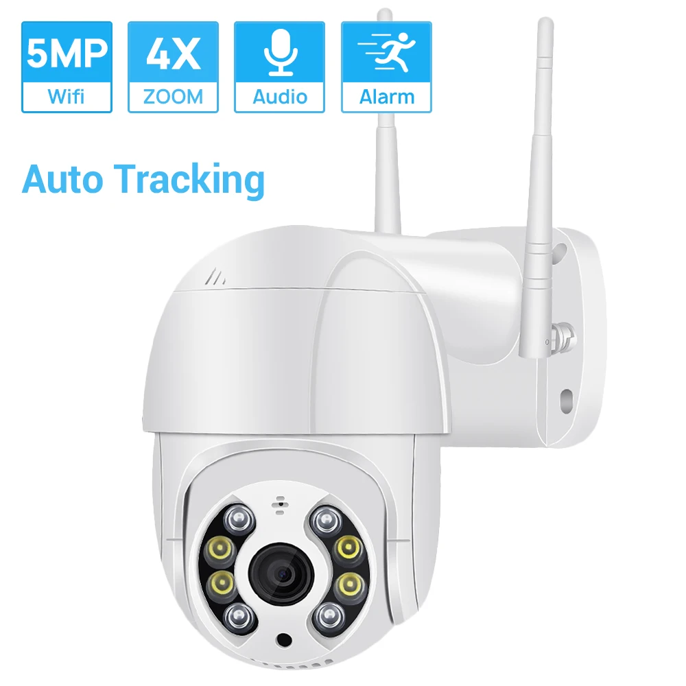 5MP Mini PTZ Wifi Kamera H. 265 Auto Tracking ONVIF Bezdrôtové IP Kamery 4xDigital Zoom AI Ľudských Detekcie Dual Zdroj Svetla ICSEE