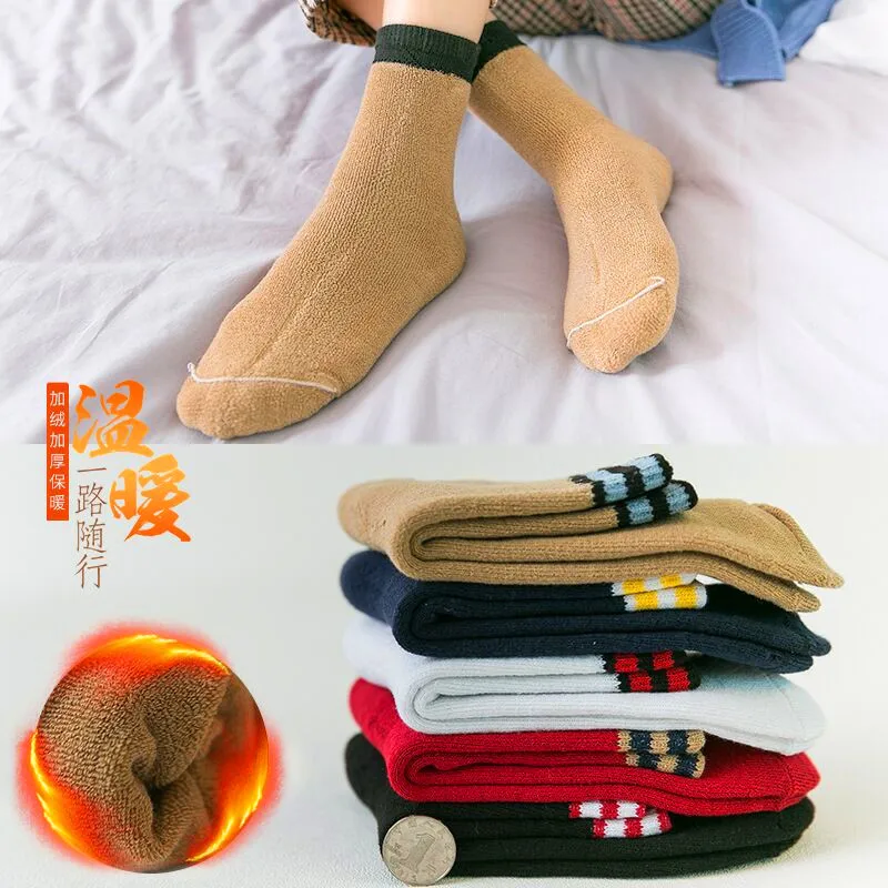 5Pairs Retro Zahusťovanie Ženy Ponožky Zimné Patchwork Prúžok Pevné Ponožky Žena Nový Japonský Trubice Ponožky Dievčatá Študentov pančuchový tovar