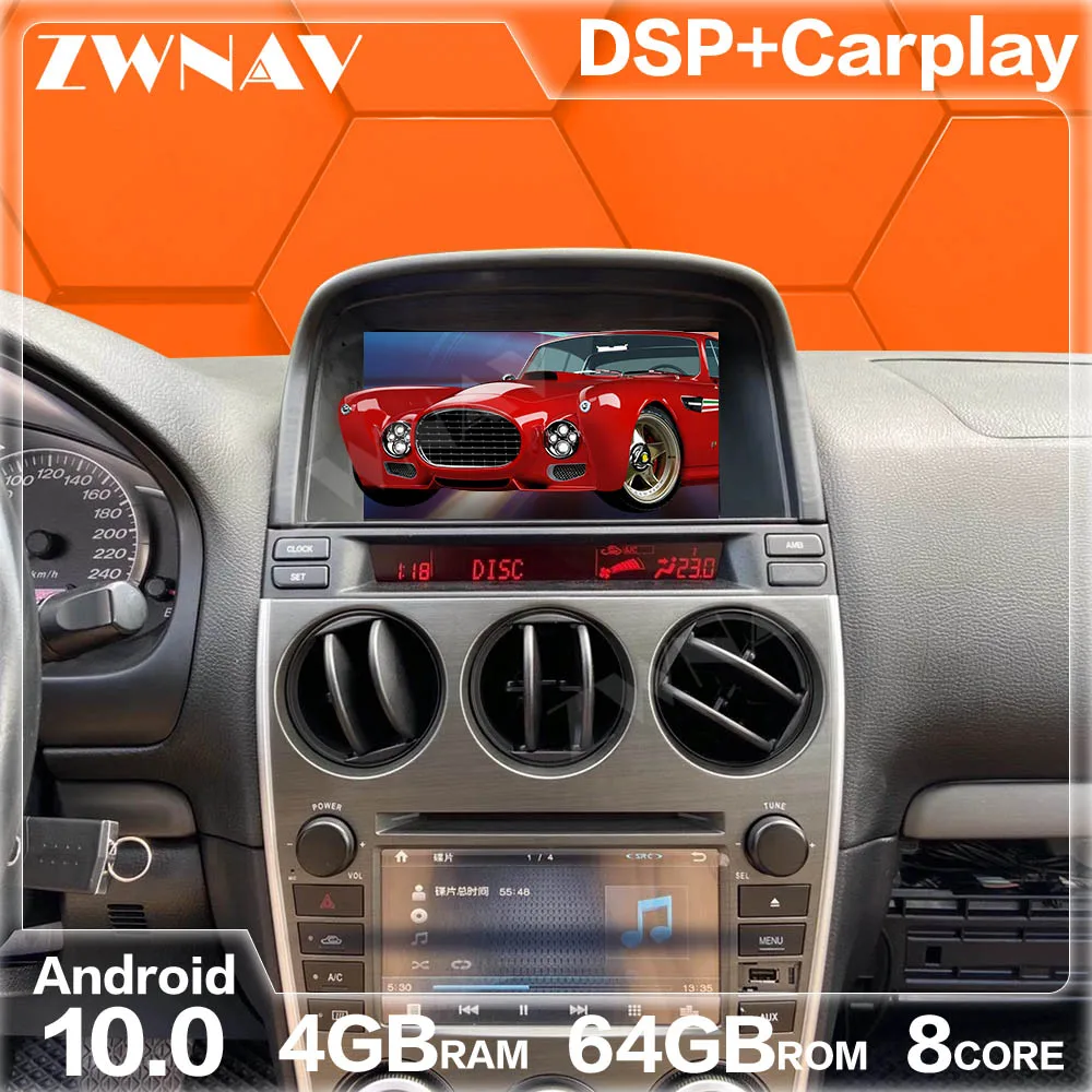 6+128G DSP carplay Auto Multimediálny Prehrávač Pre Mazda 6 Android 10 Dotykový displej auta GPS Navig Audio Rádio stereo Wifi, BT vedúci jednotky