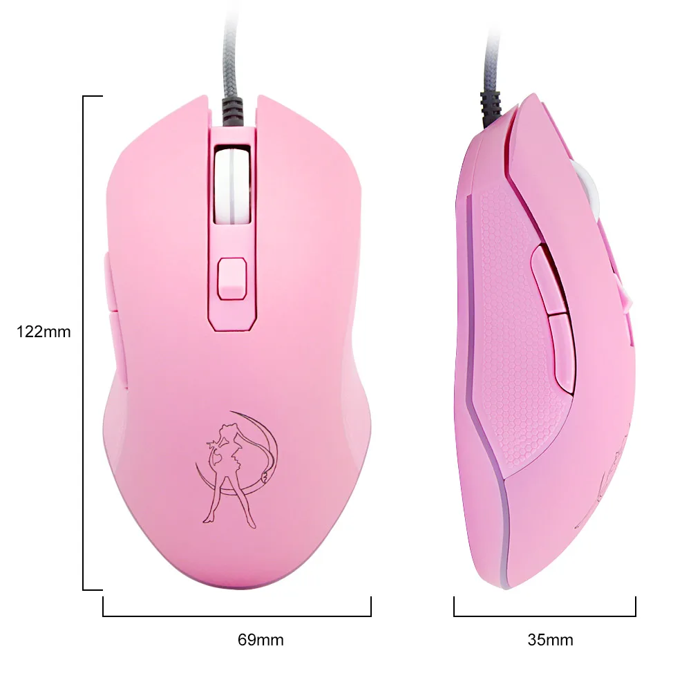 6D Herné Myši Optické 3200 DPI Ergonomický Káblové Mause RGB Farebný Podsvietený Ružová PC Office Home Hráč Myši Pre fenku