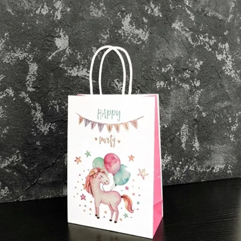 6pcs Jednorožec Papierová Darčeková Taška Flamingo Candy Bag Balenie Vrecia S Rukoväť pre Narodeniny, Svadby, Vianočné Party Vrátiť Darček Taška