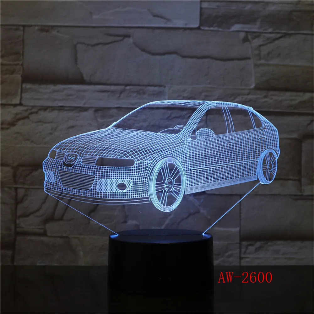 7 Farby Meniace Kreatívne Darčeky Chrobák Auto Modelovanie 3D Led stolná Lampa Usb, Dotknite sa Tlačidla Vozidla Nočné Osvetlenie Deti AW-2600