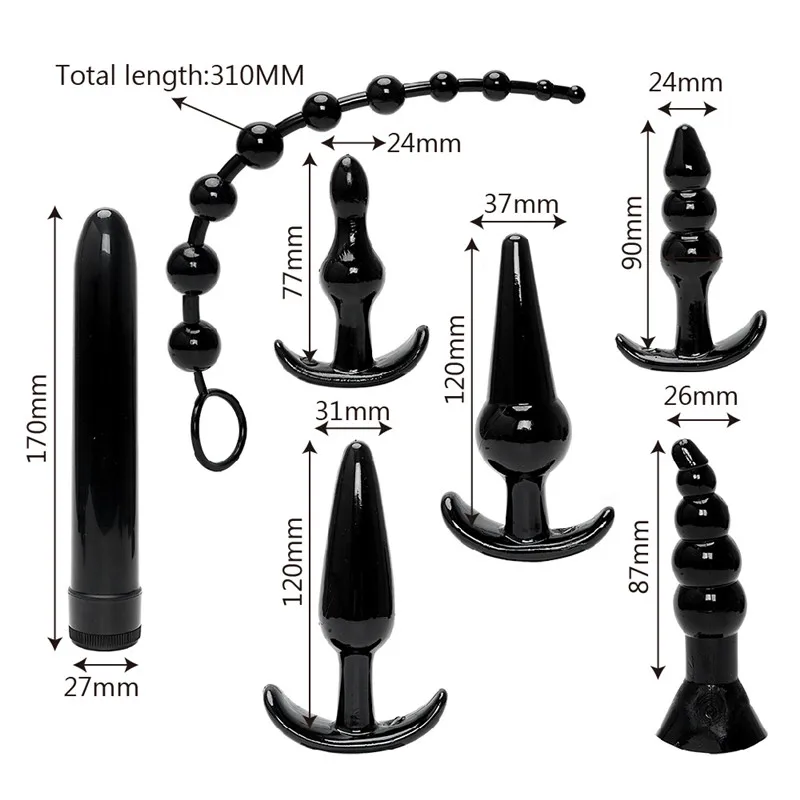 7 KS/Set Análny Plug Zmes Vibrátor Análny Korálek Zadok Plug Stimulátor Klitorisu Sexuálne Hračky pre dospelých muža, Ženy, Sex Produkty