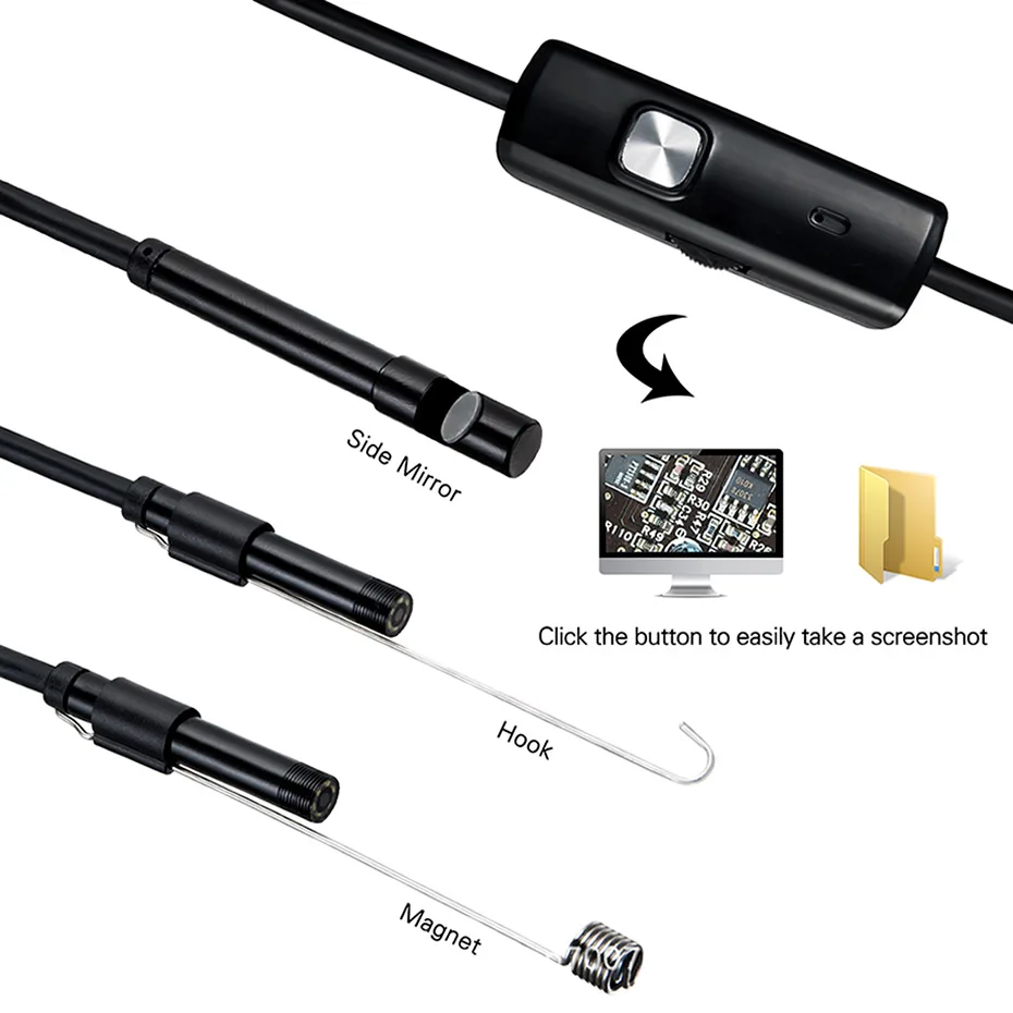 7MM Endoskopu Fotoaparát 2 v 1, USB, Mini Kamery, Vodotesný IP67 6 LED Borescope Inšpekcie Auto Inšpekcie Kamera Pre Android PC