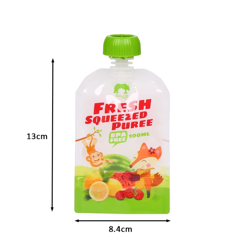 8 Ks/pack Baby Potravín Squeeze Skladovanie Dvojité Zips Vrecká 100 ml BPA Free Pevné Kŕmenie Nový Príchod