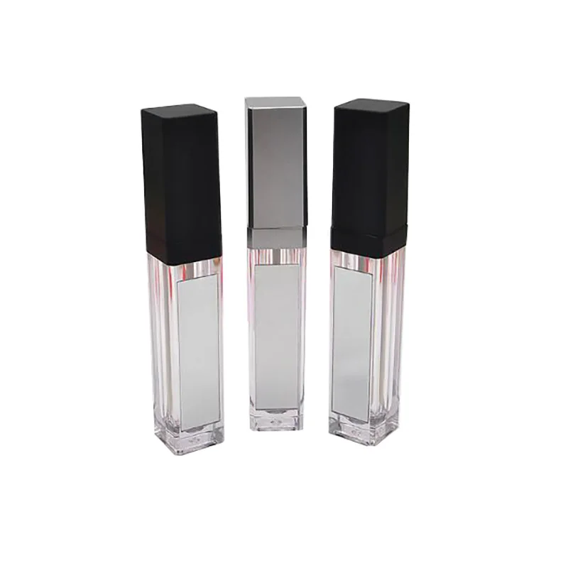 8ML Prázdne make-up Čierna/Strieborná Lesk na Pery Fľaše ,Námestie Rúž Trubice s LED Svetlo, zrkadlo, Kozmetické Labial Kontajner