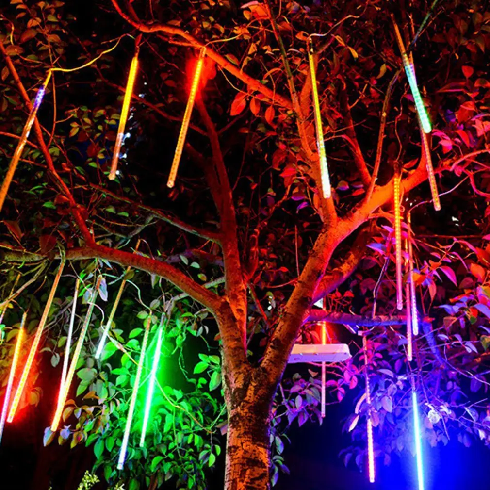 8PCS 50 cm Vianočný Večierok LED Svetlá meteorický dážď Dážď, Sneženie Vianočný Strom Záhrada, Vonkajšie Rozprávkových Svetiel Pre Decor EÚ Verzia