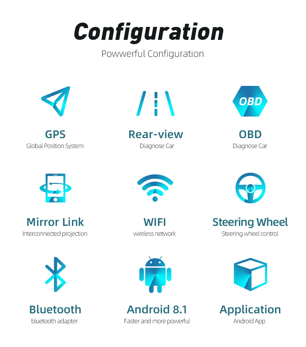 9/10 palcový Android 8.1 univerzálny Auto Hráč 2 din 1G RAM+16 G ROM android autorádia GPS, WIFI, Bluetooth MP5 Zadné VAČKY