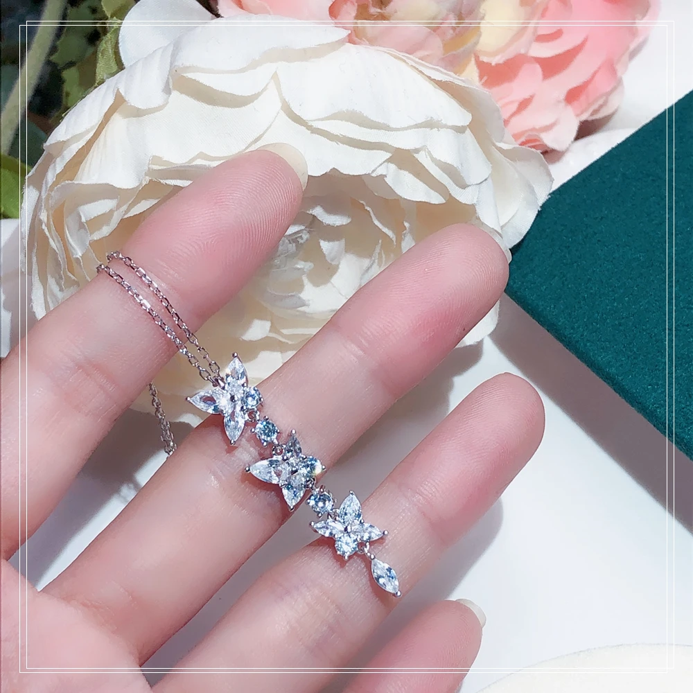 925 Sterling Silver kvetina Náhrdelník vysoko kvalitné dámske náhrdelníky ako darček pre najlepšími priateľmi Dance party Sladké móda